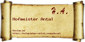 Hofmeister Antal névjegykártya